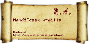 Manácsek Armilla névjegykártya